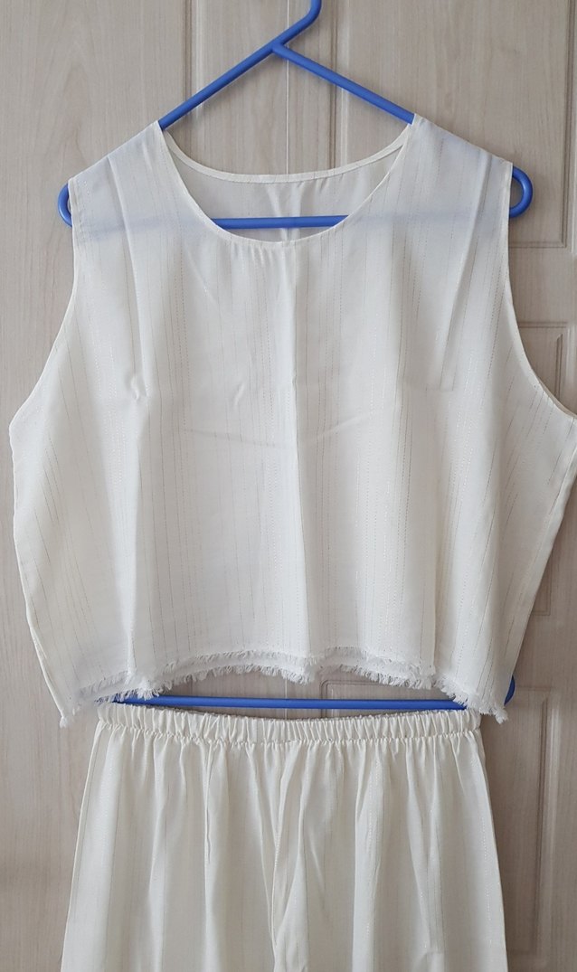 pareo ikili takım crop buluz lastikli salaş pantolon - Görsel 2