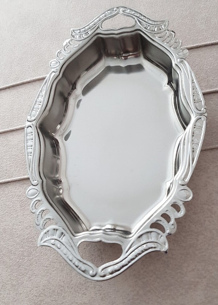 Krom paslamnaz çelik antika lokumluk şekerlik sunumluk - Görsel 3