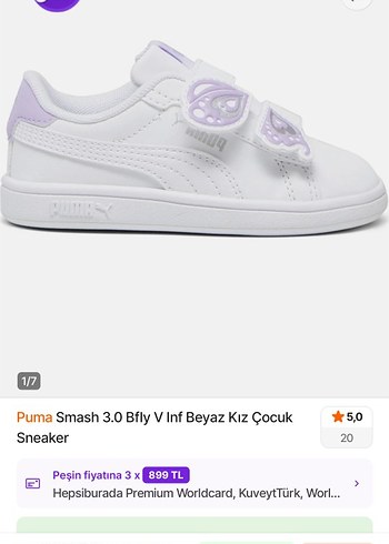 24 Beden beyaz Renk Kız Çocuk Puma Spor Ayakkabı
