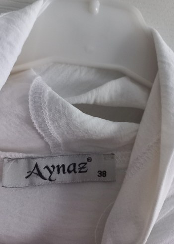 Uzun Kollu, Yüksek Yakalı Beyaz ve Pudra Renkli Tunik - Görsel 3