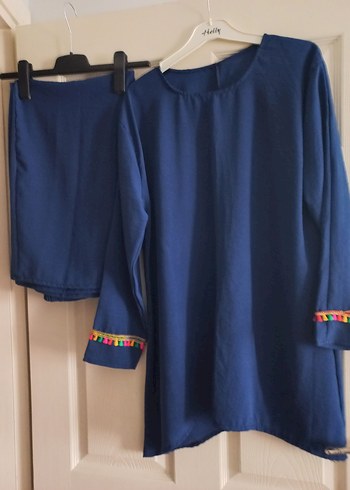 Nakış Detaylı Mavi Midi Tunik - Görsel 2