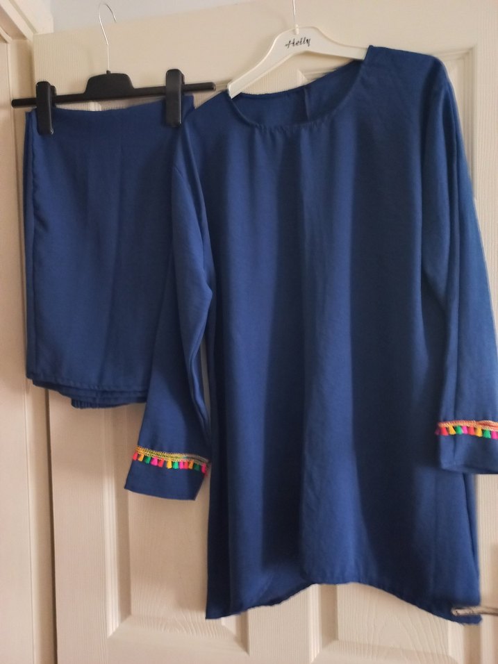 Nakış Detaylı Mavi Midi Tunik - Görsel 2