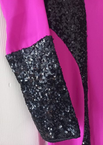 Uzun Kollu Mor Drapeli Gece Elbisesi - Görsel 2