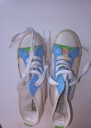 Beyaz Erkek Çocuk Spor Ayakkabı Velcro - Görsel 3