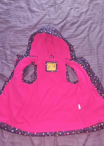 Kız Çocuk Renkli Kapüşonlu Yelek - Görsel 3