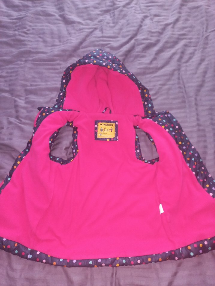 Kız Çocuk Renkli Kapüşonlu Yelek - Görsel 3