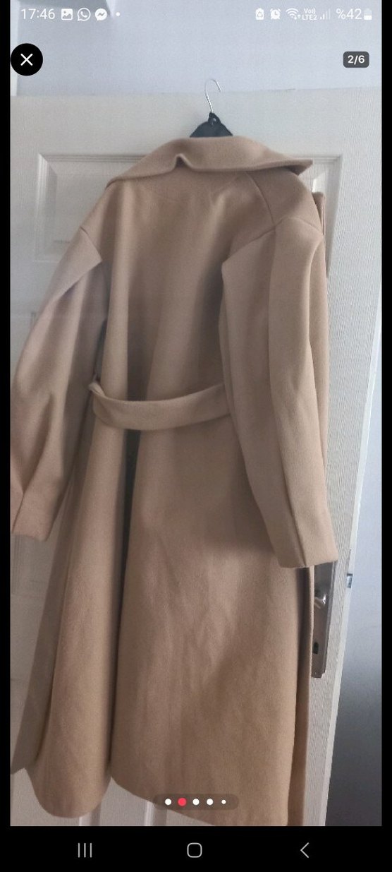 Bej Uzun Kesim Kadın Kaban - Görsel 2