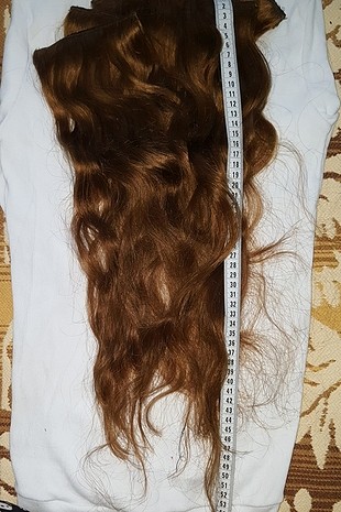 xl Beden kahverengi Renk 60 cm uzunluğunda karamel renk % 100 gerçek yumuşacık gerçek saç