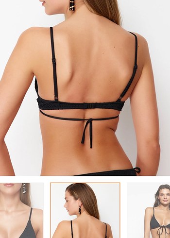 Siyah İnce Askılı Mini Bikini - Görsel 2