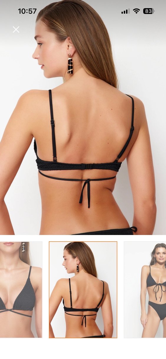 Siyah İnce Askılı Mini Bikini - Görsel 2