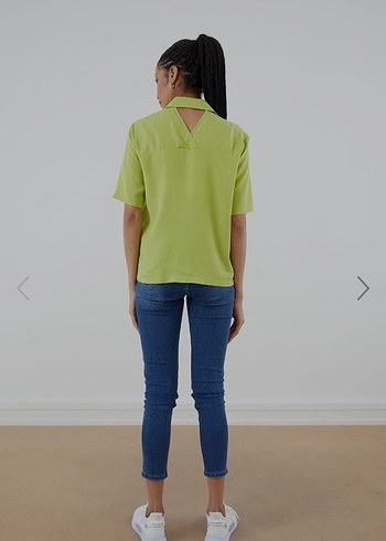 Yeşil Denim Kısa Kollu Gömlek