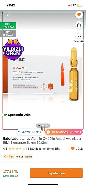 Babe c vitamini ampul serum