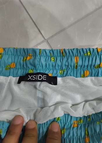 Erkek Renkli Mavi Mini Bağcıklı Şort - Görsel 3