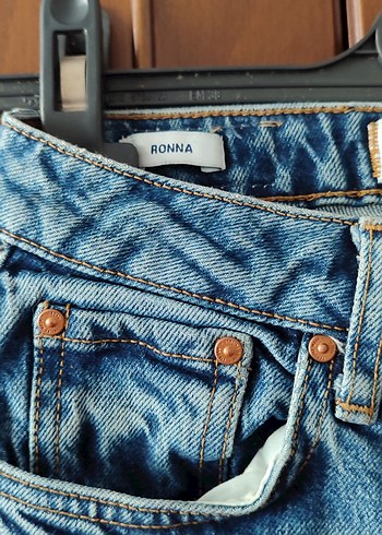 xs Beden Kadın Mavi Denim Midi Boy Bol Kesim Jean