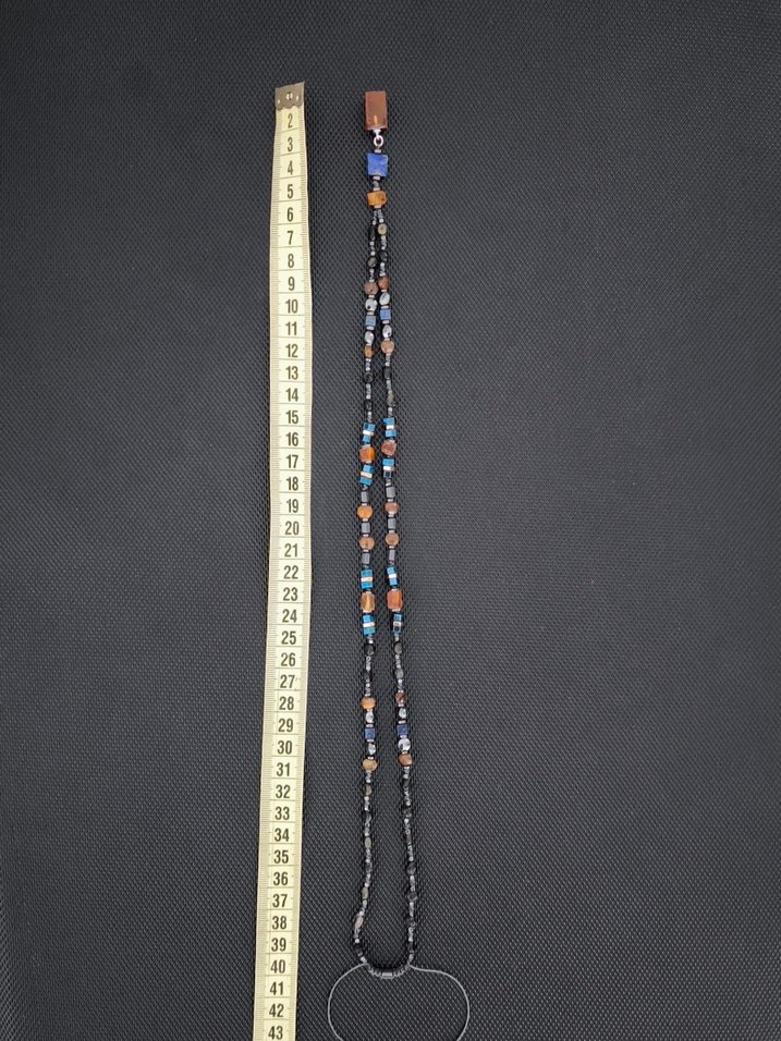 Fosilli Baltık Damla Kehribar-Karışık Doğaltaş Bohem Kolye - Görsel 2