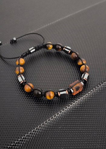 Fosilli Baltık Damla Kehribar-Kaplangözü Doğaltaş Bileklik - Görsel 7