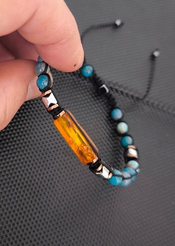 Natürel Damla Kehribar-APATİT Doğaltaş Bileklik - Görsel 4