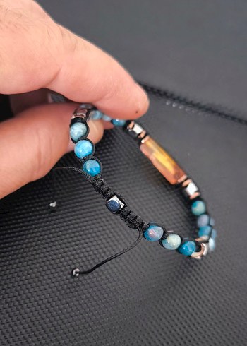 Natürel Damla Kehribar-APATİT Doğaltaş Bileklik - Görsel 7