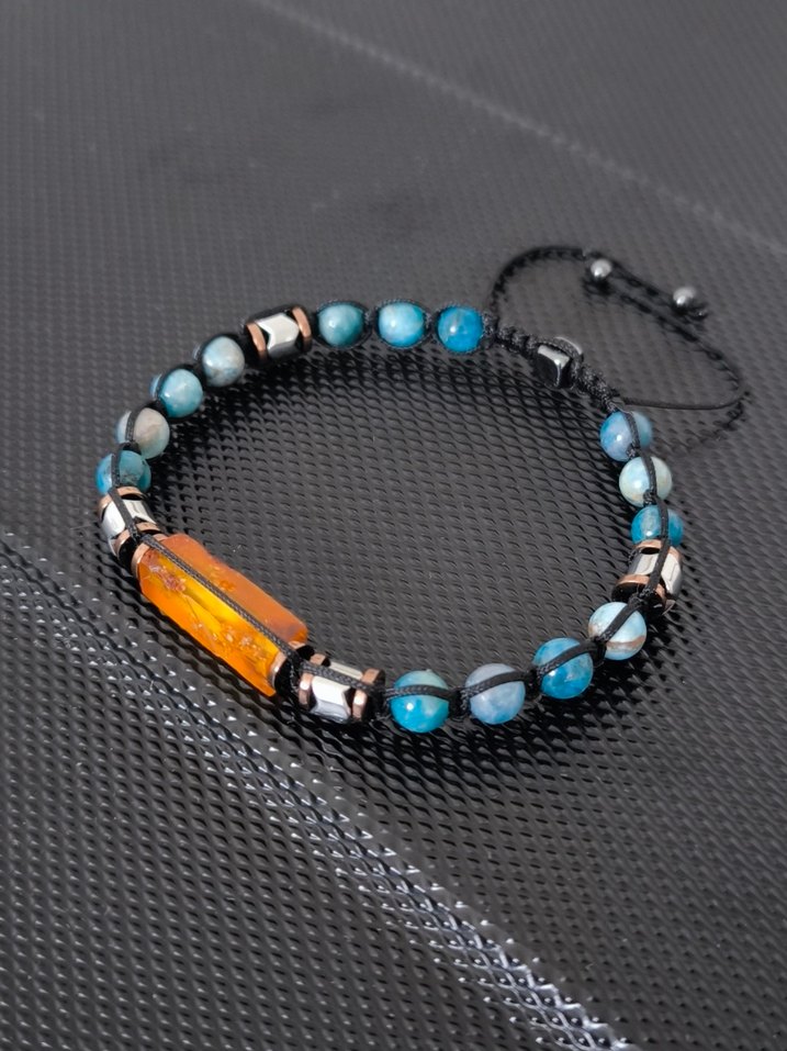 Natürel Damla Kehribar-APATİT Doğaltaş Bileklik - Görsel 5