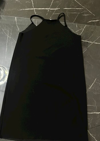 Siyah Midi V Yaka Kolsuz Elbise - Görsel 3