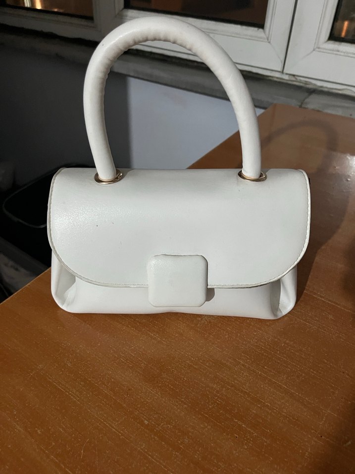 Beyaz Deri Kadın El Çantası - Görsel 2