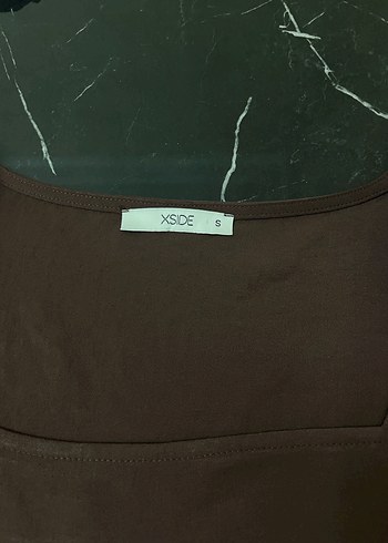 Kahverengi Uzun Kollu Drapeli Elbise - Görsel 2