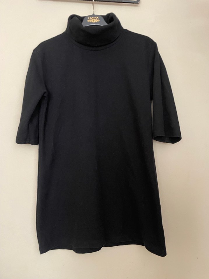 Siyah Boğazlı Kısa Kollu Hamile Tişört - Görsel 2