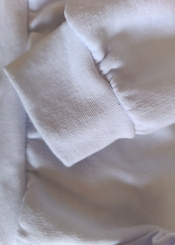 Beyaz Kadın Oversize Pamuklu Sweatshirt - Görsel 4