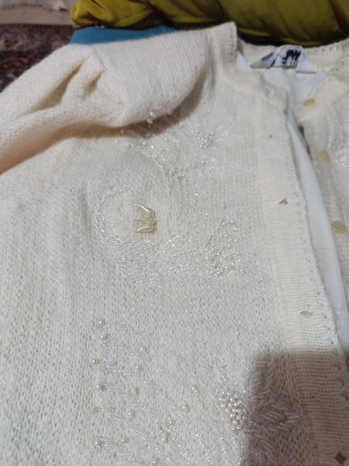 Beyaz Örgü Kadın Hırka - Görsel 3