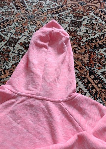 Pembe Kapüşonlu Kadın Sweatshirt - Görsel 4