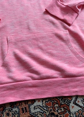 Pembe Kapüşonlu Kadın Sweatshirt - Görsel 7