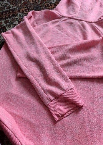 Pembe Kapüşonlu Kadın Sweatshirt - Görsel 5