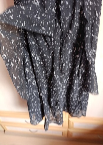 Siyah Fırfırlı Uzun Askısız Abiye Elbise - Görsel 7