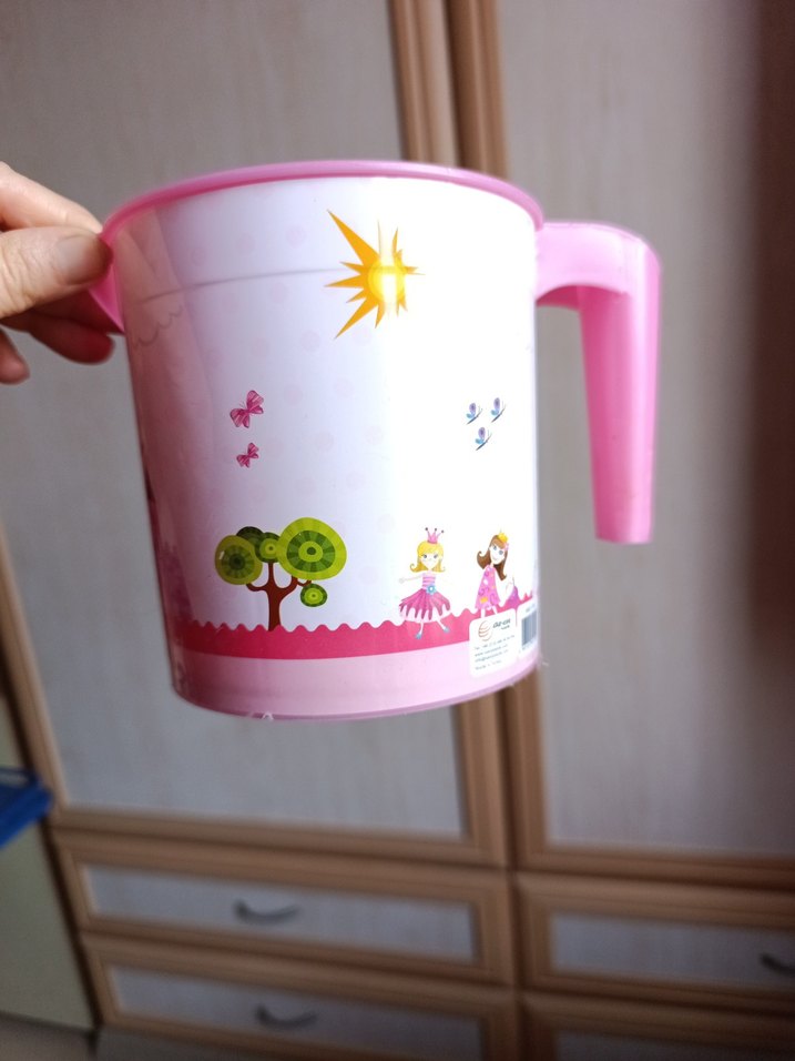 Pembe Unicorn Desenli Plastik Su kabı - Görsel 3