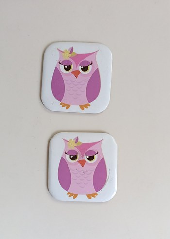 Pembe Baykuş Temalı  bardak altlığı - Görsel 2