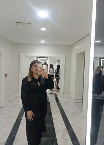 Abiye Siyah Drapeli V Yaka Uzun Elbise