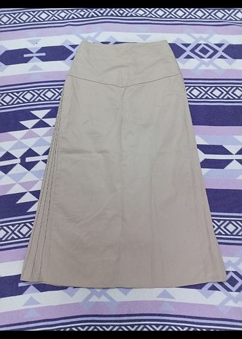Bershka Bej Kadın Pilili Uzun Etek