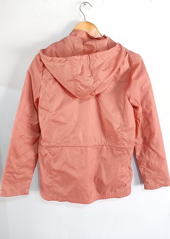 yağmurluk gül Pembe Kapüşonlu Ceket - Görsel 5