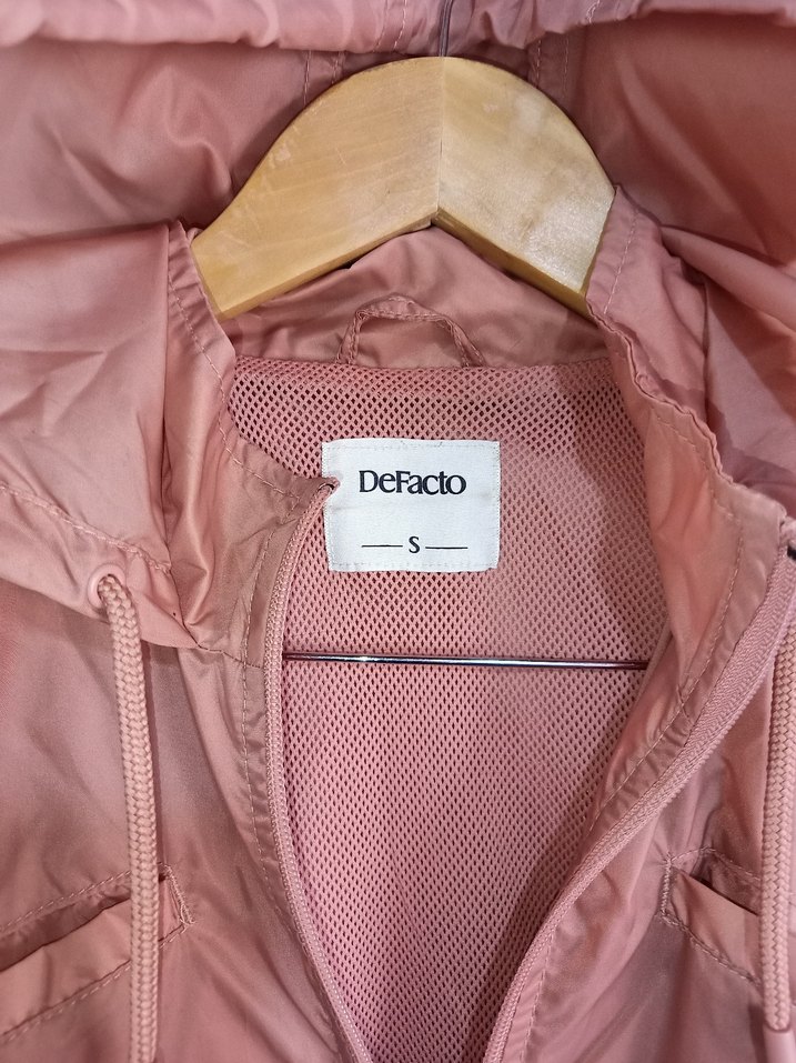 yağmurluk gül Pembe Kapüşonlu Ceket - Görsel 3