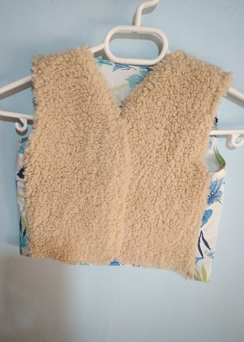Kızlar için Bej Peluş Yelek - Görsel 7
