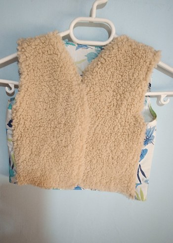 Kızlar için Bej Peluş Yelek - Görsel 6