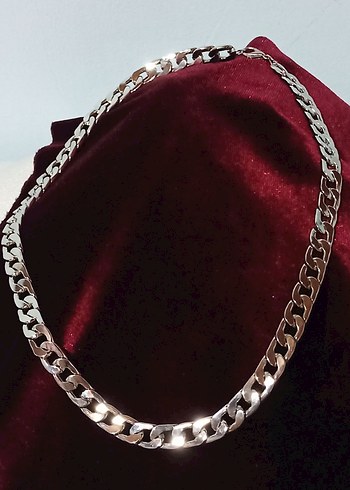 Parlak gümüş Renkli Zincir Kolye - Görsel 3