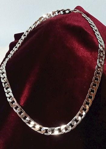 Parlak gümüş Renkli Zincir Kolye - Görsel 5