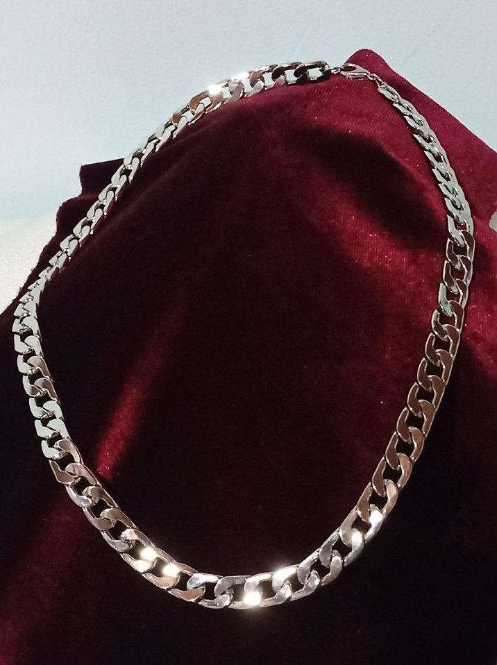 Parlak gümüş Renkli Zincir Kolye - Görsel 3