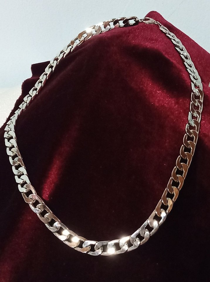 Parlak gümüş Renkli Zincir Kolye - Görsel 5