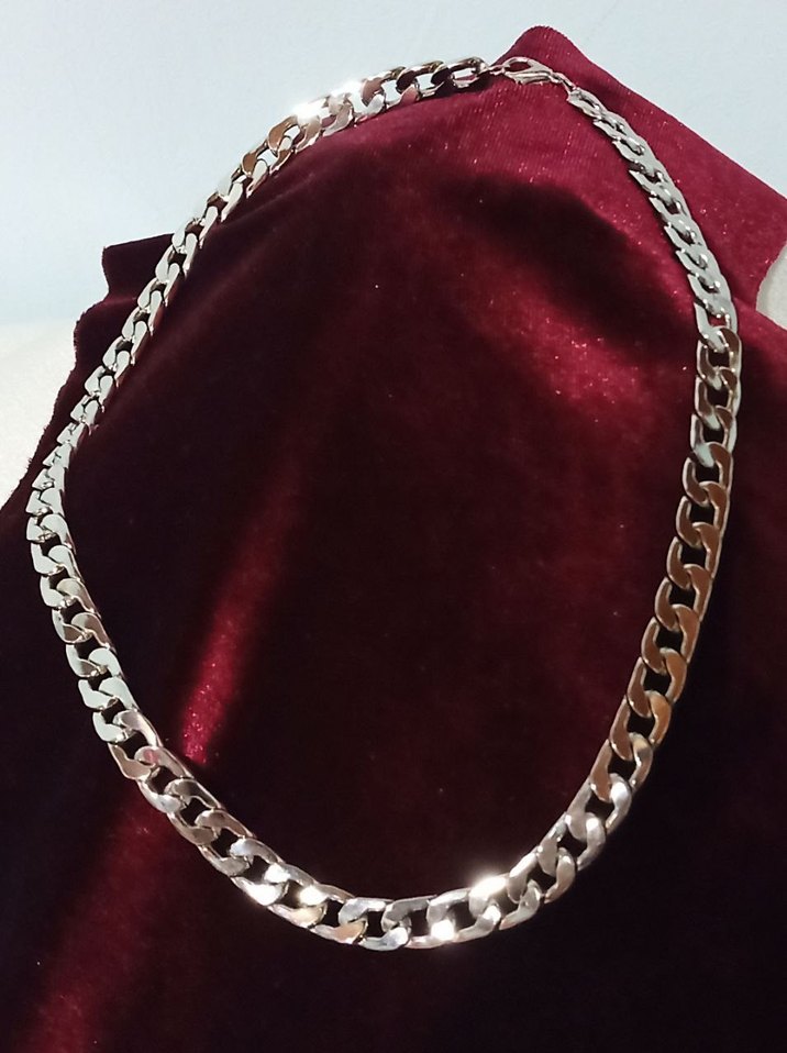 Parlak gümüş Renkli Zincir Kolye - Görsel 4