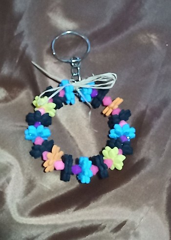 Renkli Boncuklu Bohem hediyelik Anahtarlık çiçek - Görsel 2