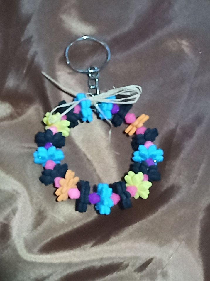 Renkli Boncuklu Bohem hediyelik Anahtarlık çiçek - Görsel 2