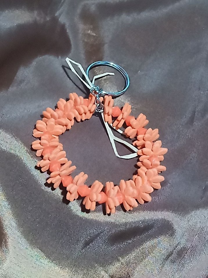 turuncu Boncuklu çiçek Anahtarlık - Görsel 3