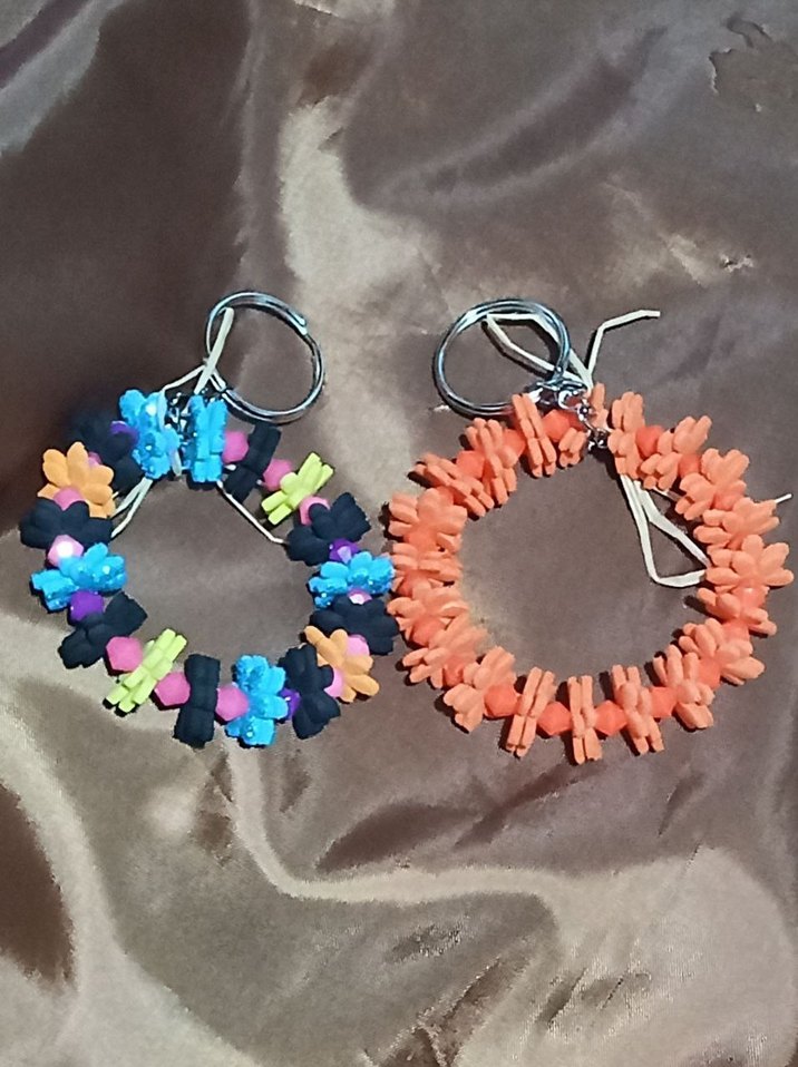 turuncu Boncuklu çiçek Anahtarlık - Görsel 2